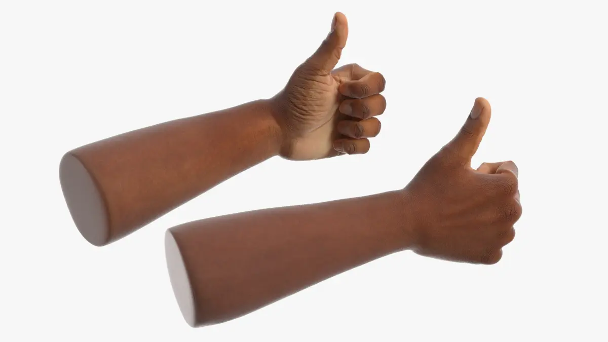 Black Male Arm Pair with Thumbs Up Gesture 3D model