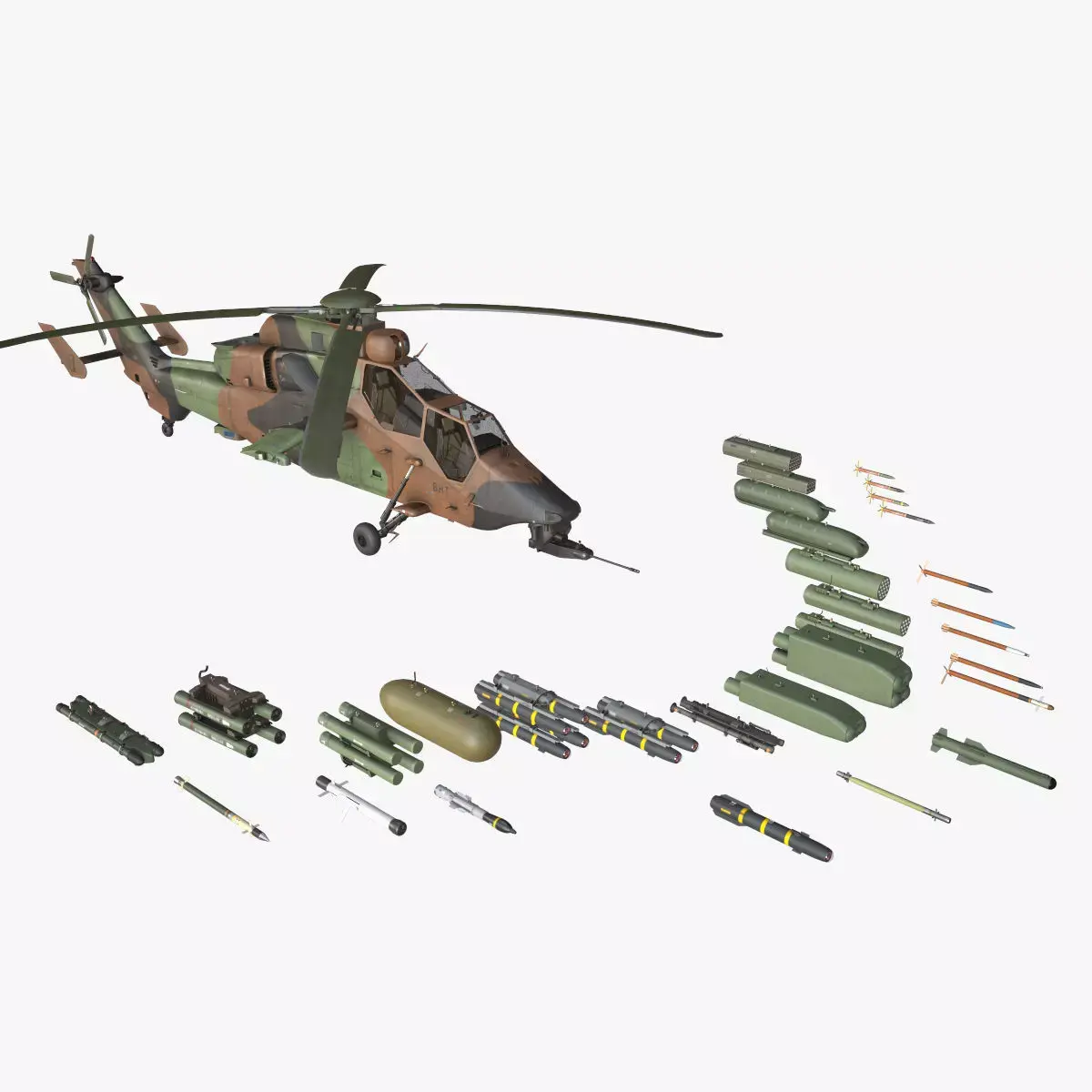 EC-665 Tiger HAD France Complex Animation Low-poly 3D model
