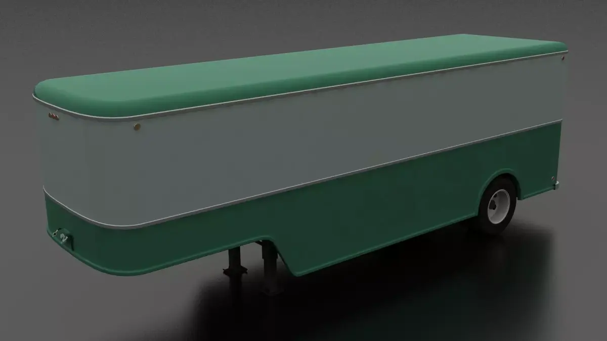 American 50s-60s style Furniture Van Trailer Low-poly 3D model