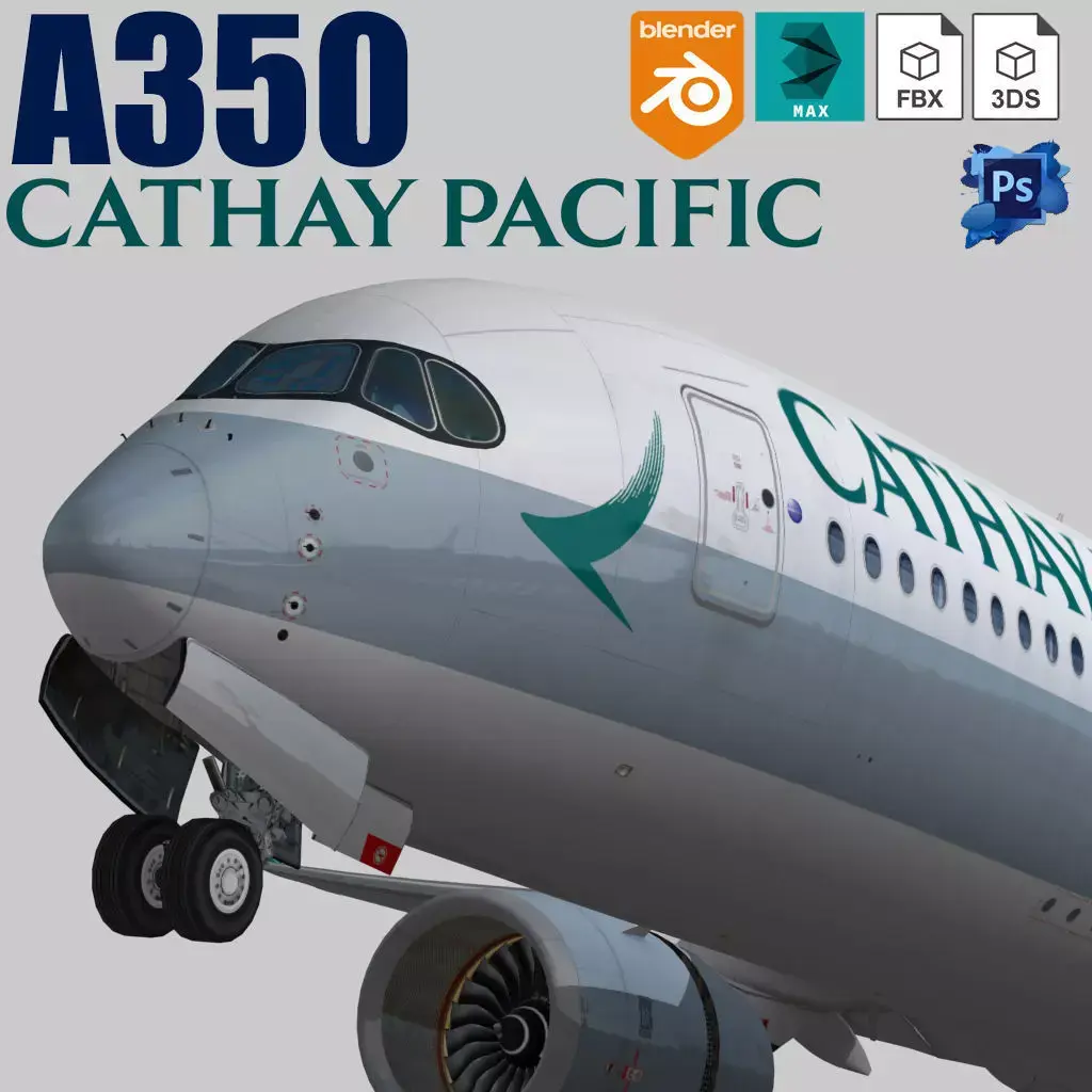 Airbus A350-900 XWB Cathay Pacific Low-poly 3D model