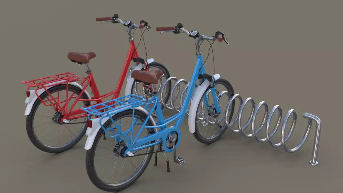 Bike Stand with Bikes 3D model