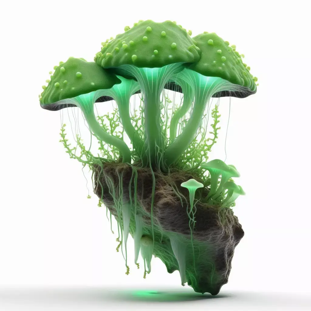 Bioluminescent Fantasy Mushroom Island 3D model