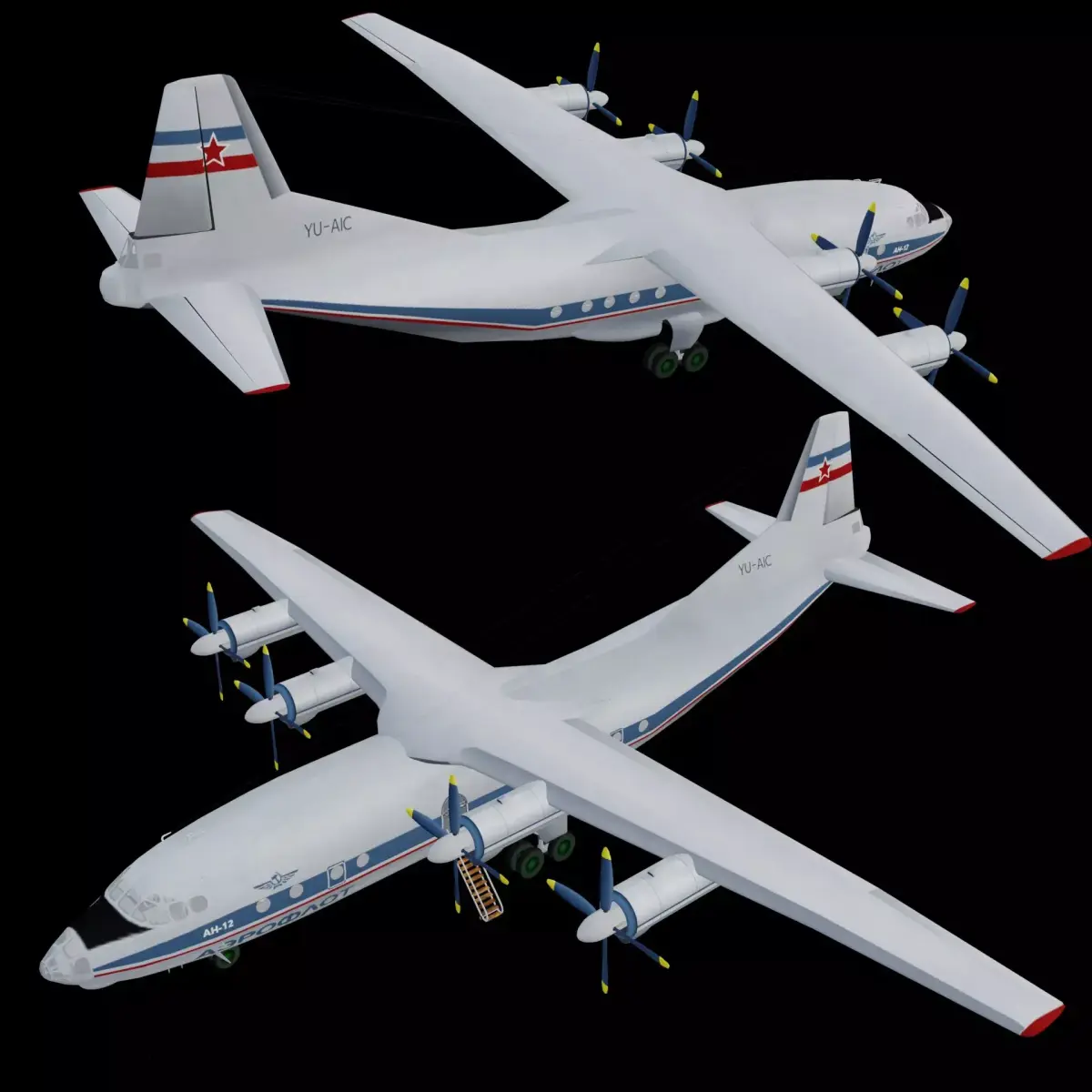 Antonov An 12 Soviet Transport Plane Free 3D model