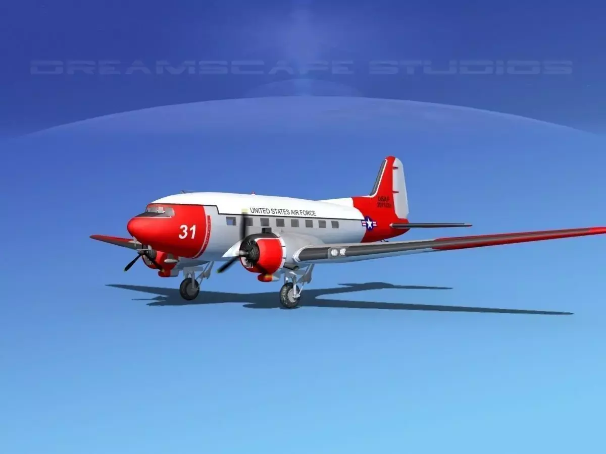 Douglas C-47 Dakota USAF V07 3D model