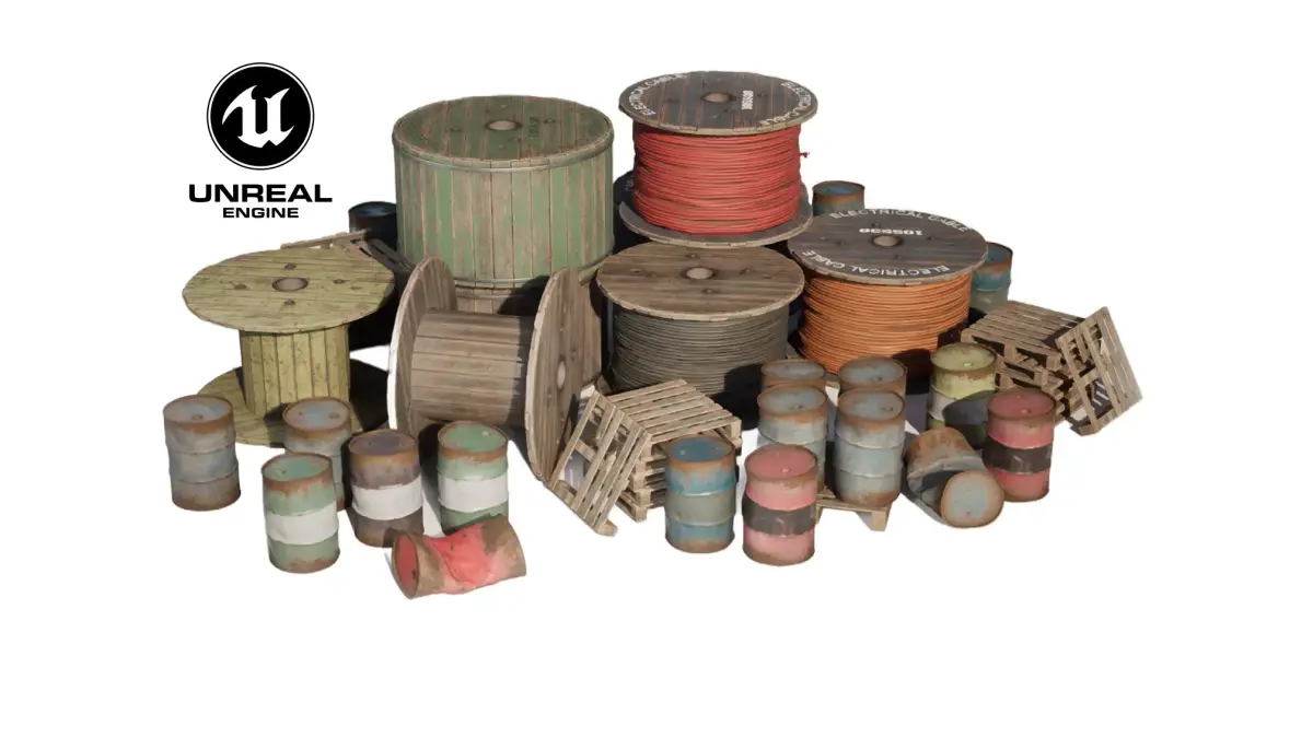 Industrial prop pack Low-poly 3D model