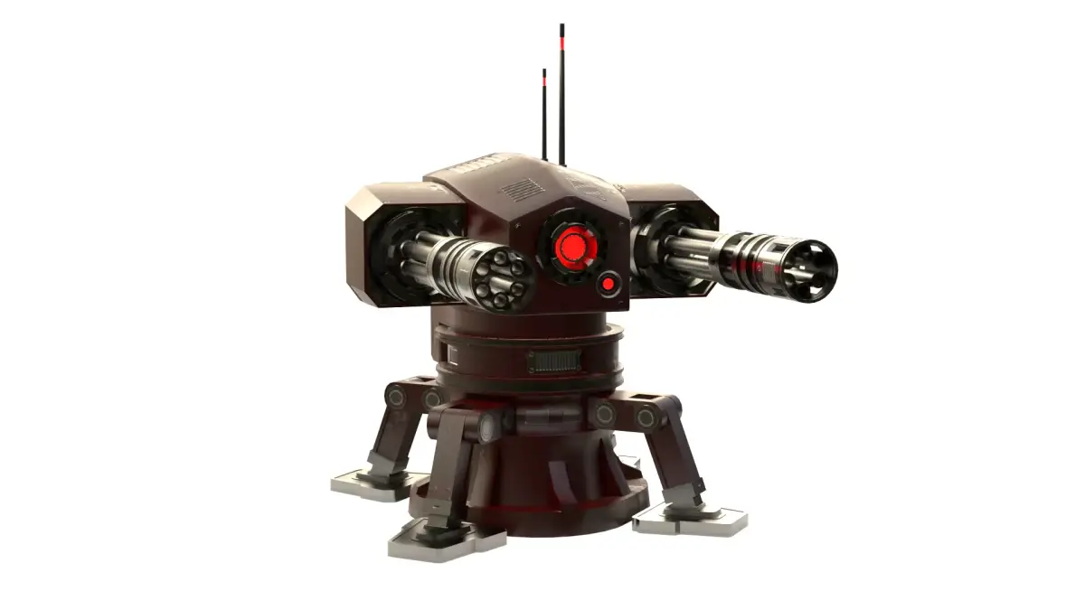 Sci-Fi Turret Gun Low-poly 3D model