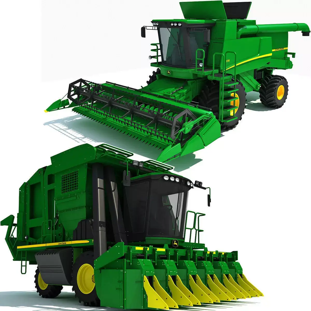 Collection of Green 2 Combines 3D model