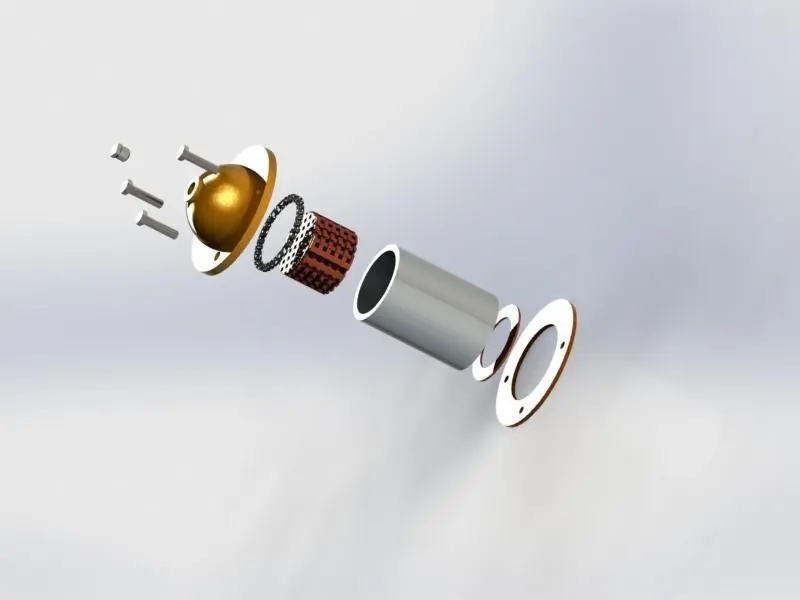 filter metal tube with gold ball in it Free 3D model