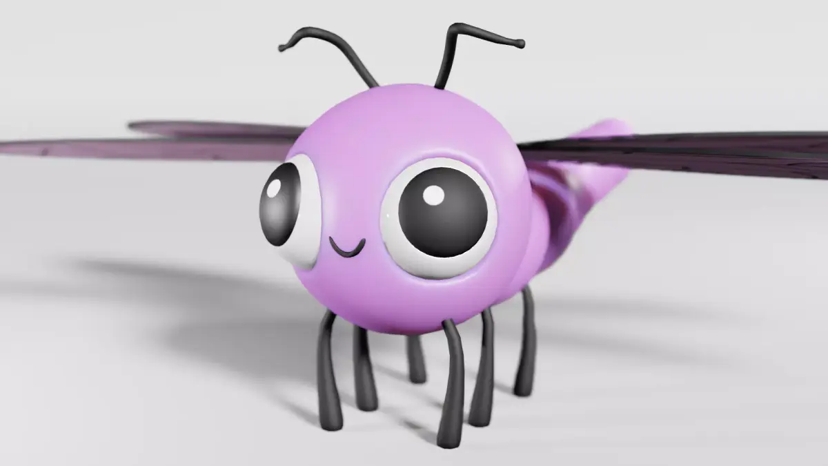 Cartoon DragonFly  Low-poly 3D model