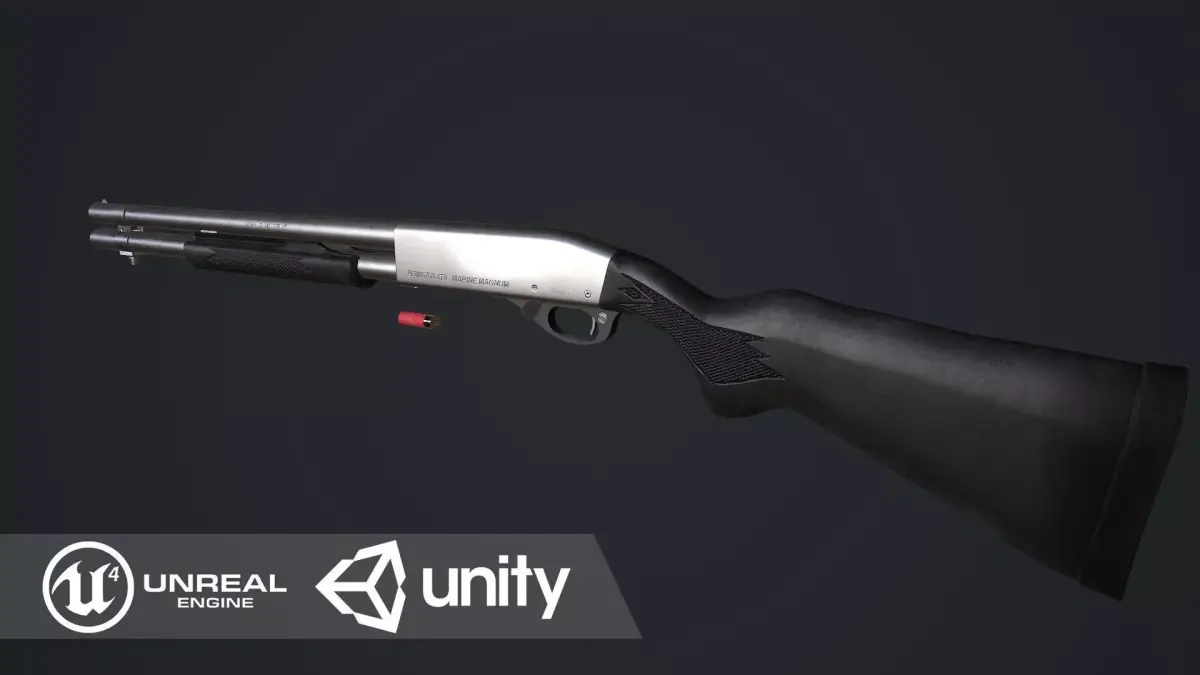 Remington 870 Marine Magnum Low-poly 3D model