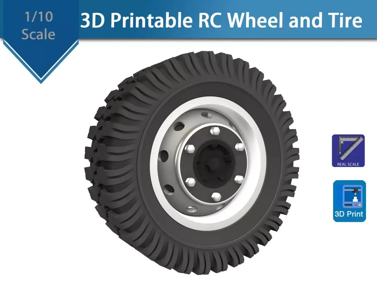 3D printable - RC Truck wheel and tire kit  3D print model