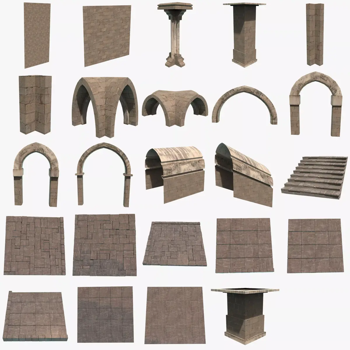 Modular Dungeon Low-poly 3D model purchase