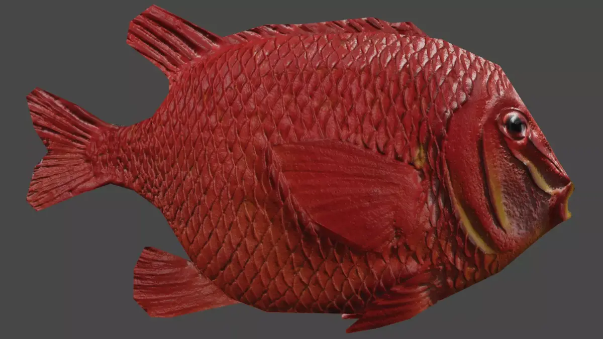 Disneyland Submarine Ride Prop - Red Fish Free low-poly 3D model
