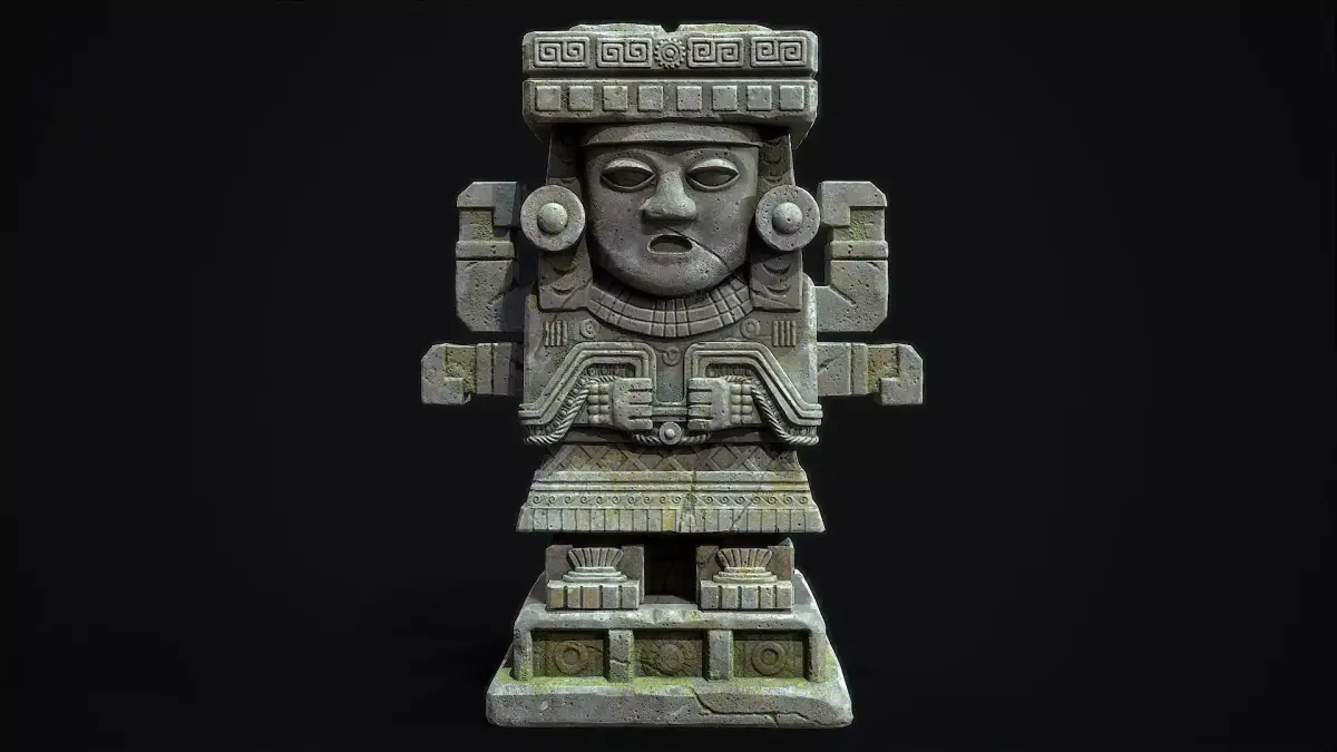 Statue Aztec Chalchiutlicue Low-poly 3D model