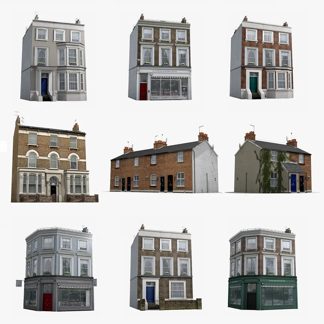 Realistic Old London House Collection 3D model