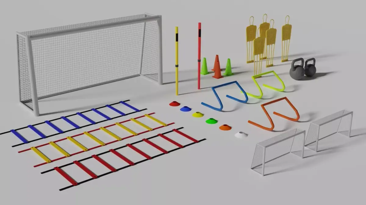 Football Training Equipments Low-poly 3D model
