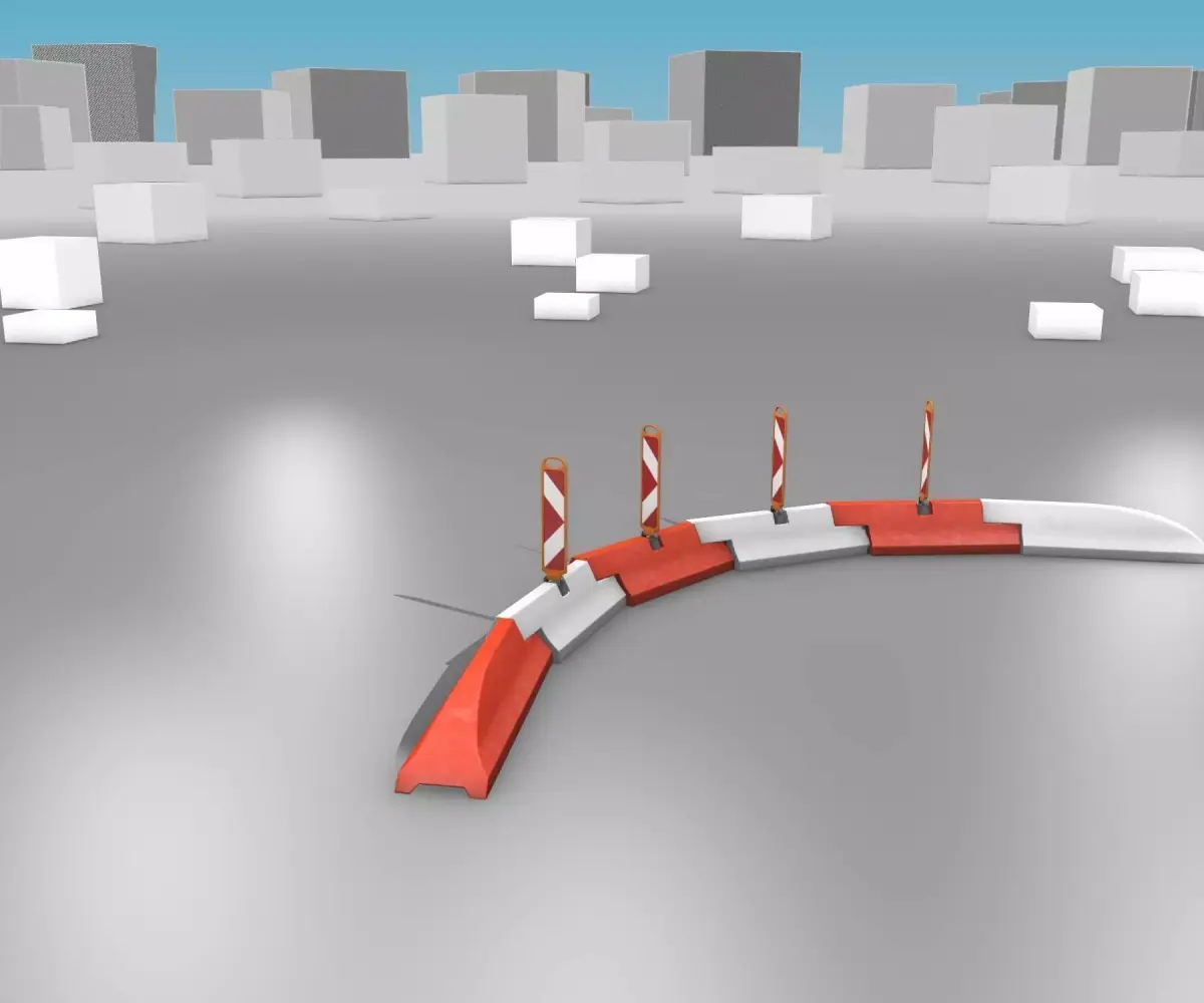 White and Red Road Traffic Barrier - Part 26 - Low-poly 3D model