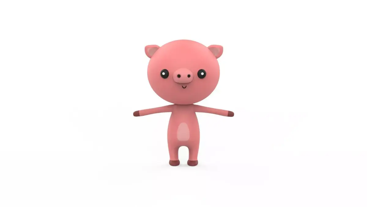 Stylized Character 001 Pig  Low-poly 3D model