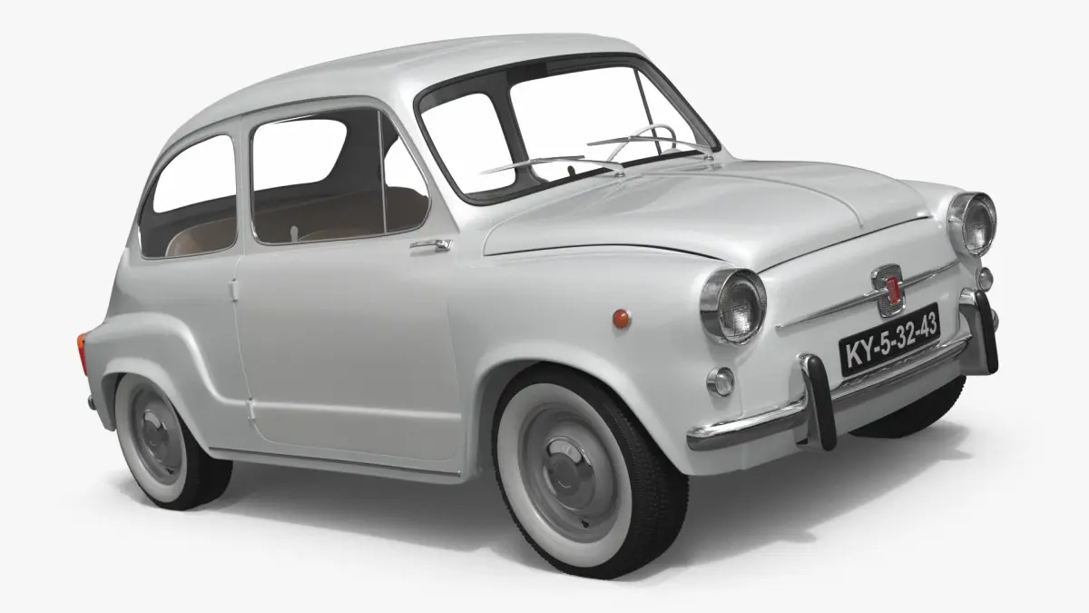 Fiat 600 Classic Hatchback White Simplified 3D model