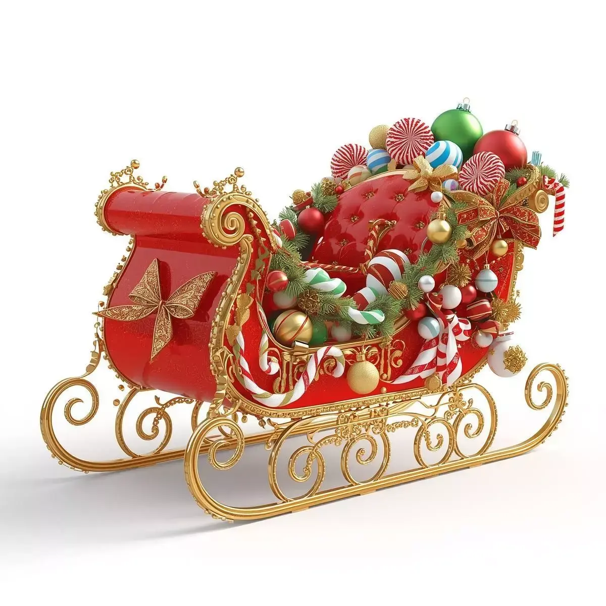 Ornate Christmas Sleigh 3D Model Fully Loaded Prop Low-poly 3D model