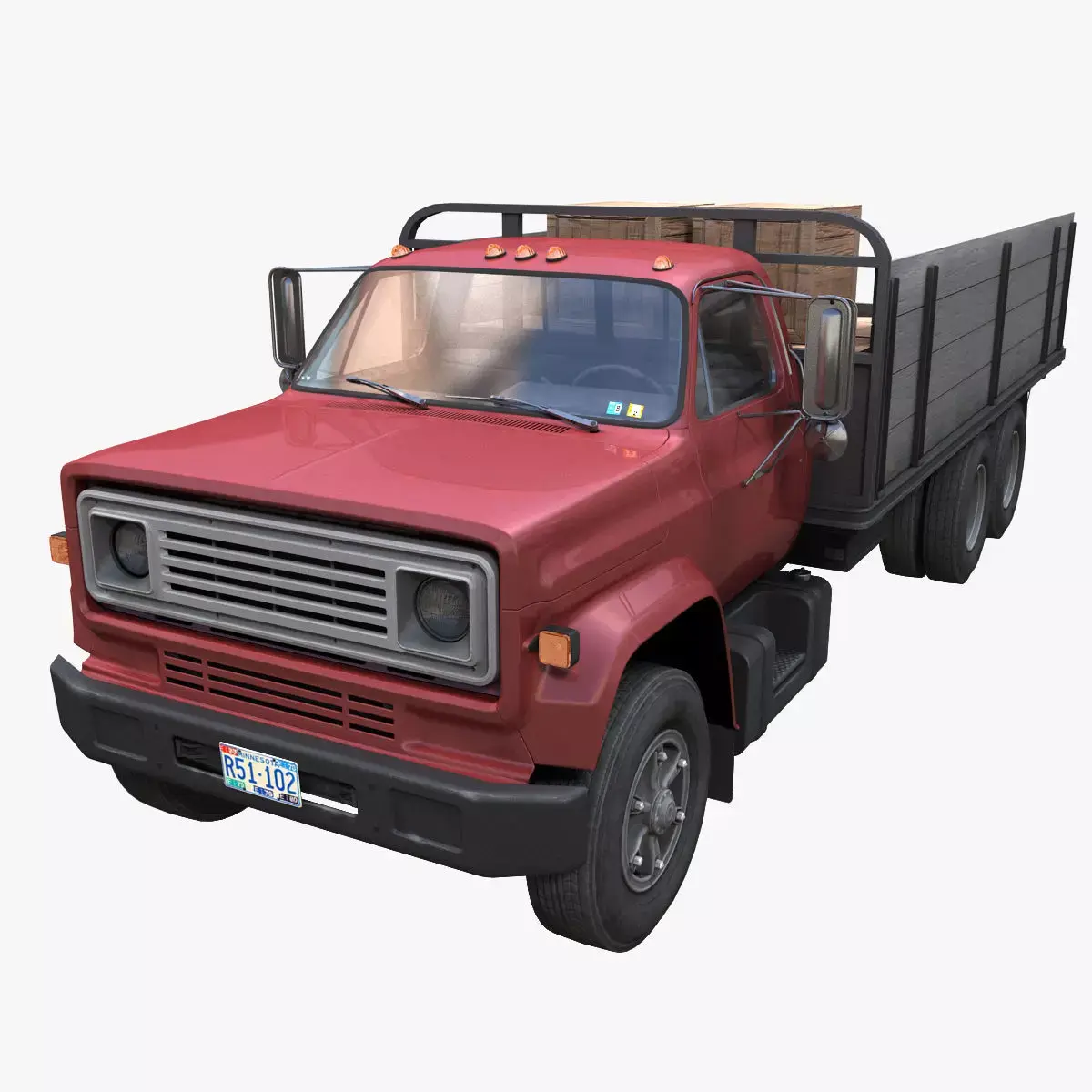 Vintage industrial flatbed truck Low-poly 3D model
