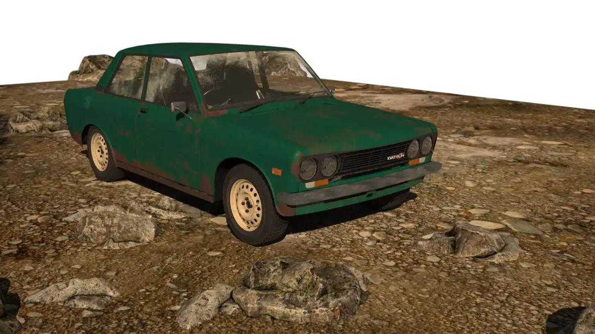 DATSUN 510 - Rally Car - Blue Bird -  Coupe - rust - ratrod 3D model
