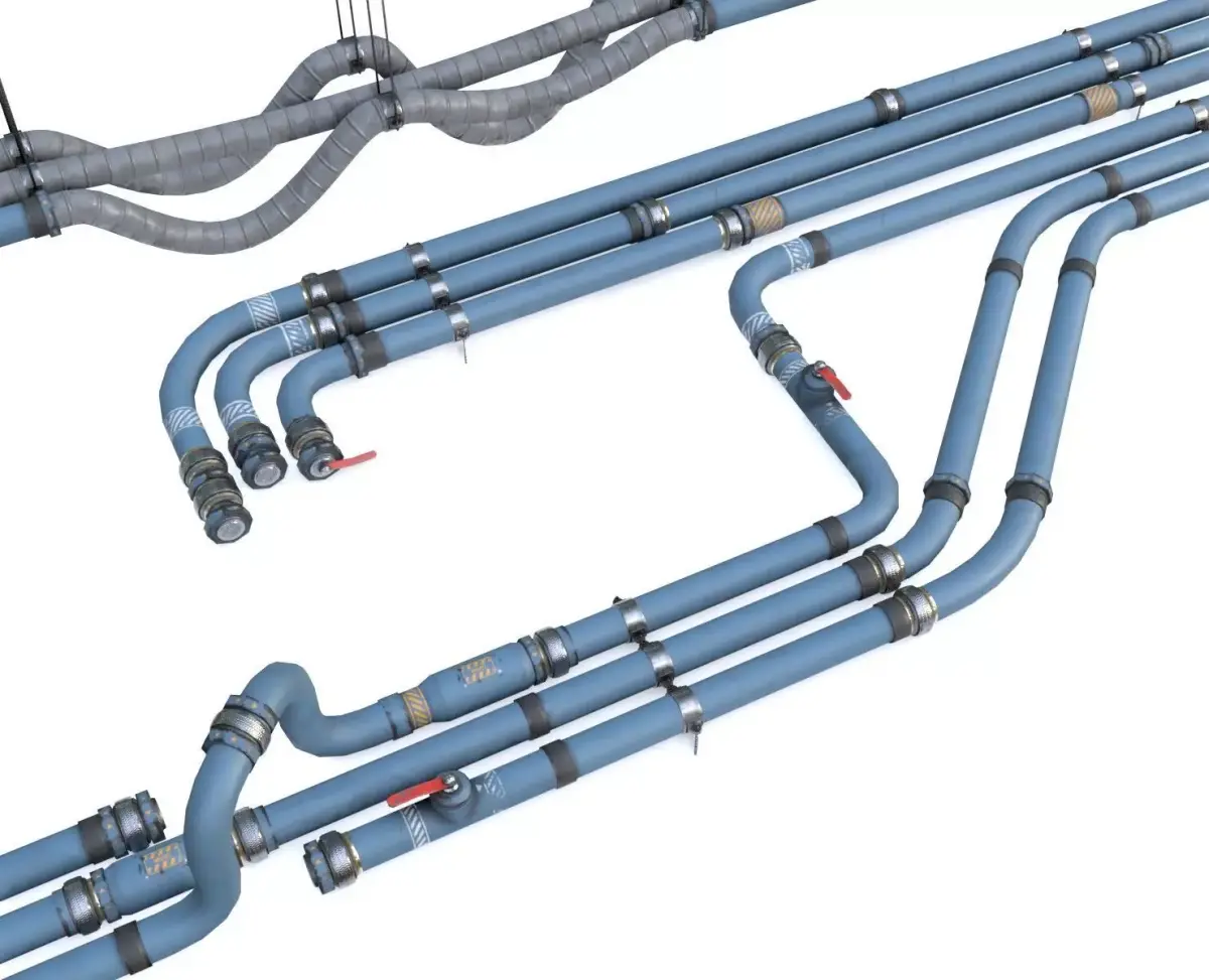 Modular Pipes - Industrial Painted Blue Low-poly 3D model