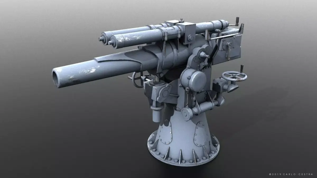 Howitzer 120-15 OTO 1933 Low-poly 3D model