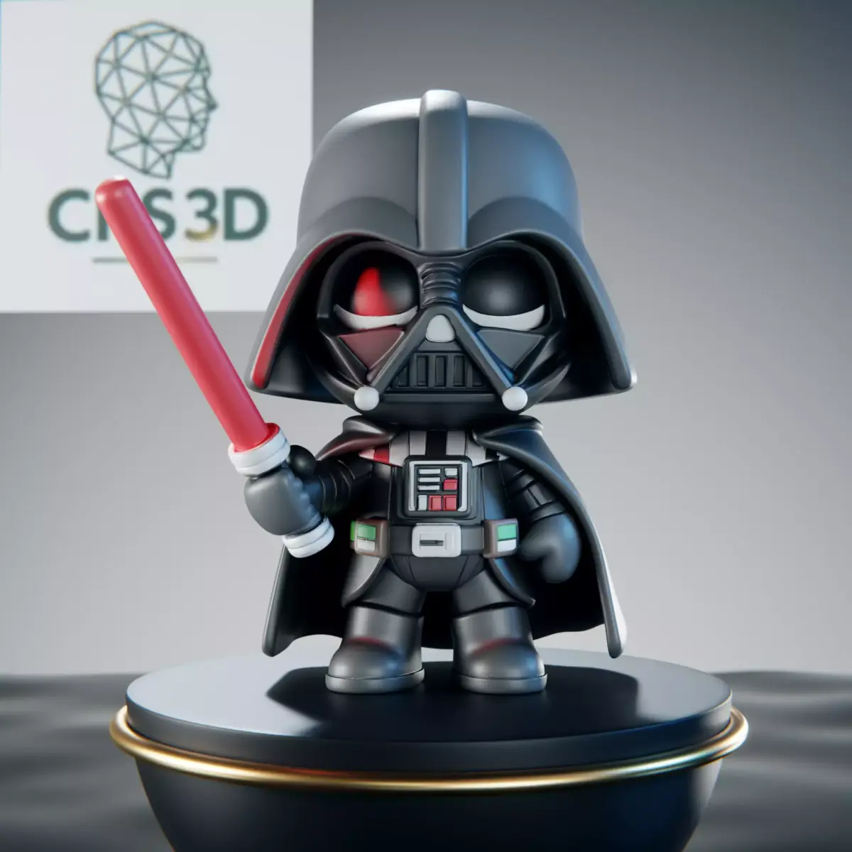 Classic Darth Vader Chibi Statue - Sith Lord Art Toy 3D print model