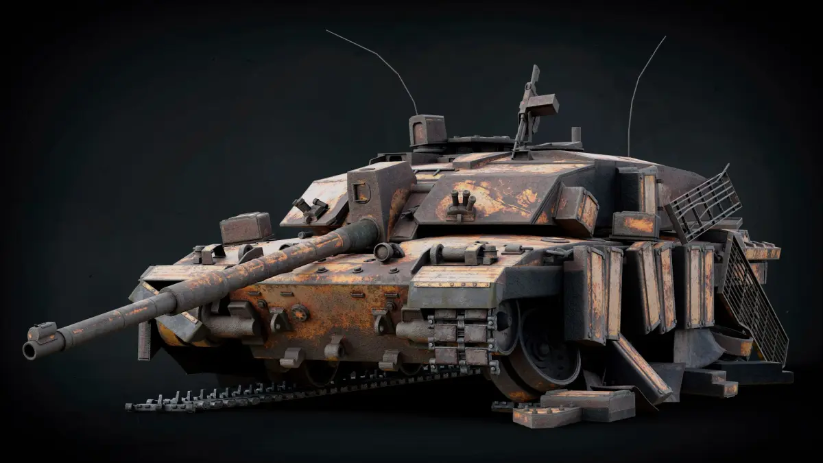 Challenger 2 Destroyed Tank 3D model