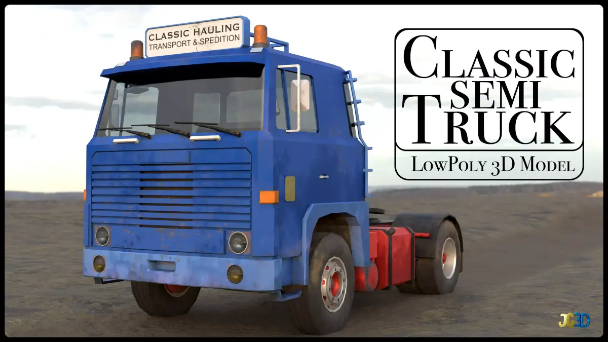 Classic European Semi Truck 4k PBR Low-poly 3D model