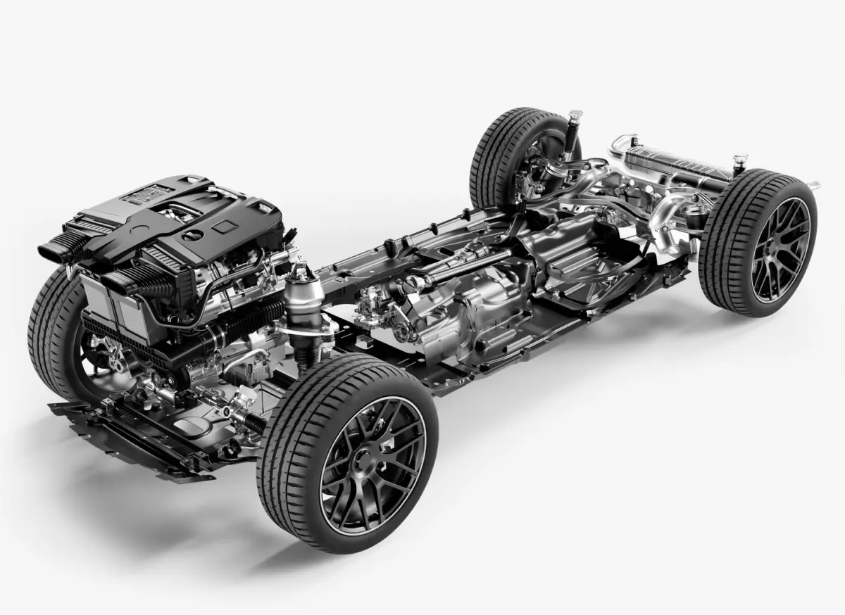 SUV Chassis engine wheels 3D model