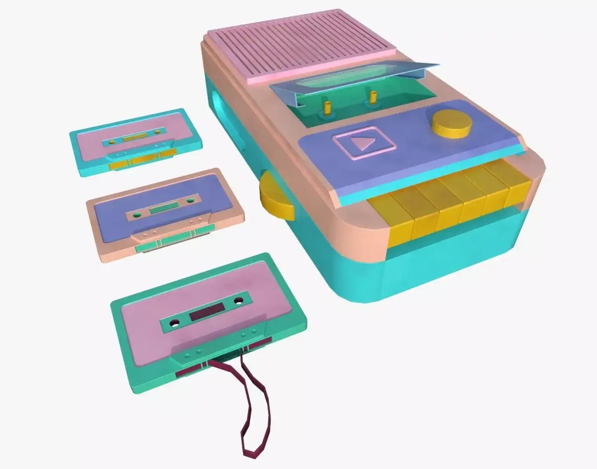 Retro Vintage Cassette Tape Recorder Stylized 3D Model 3D model
