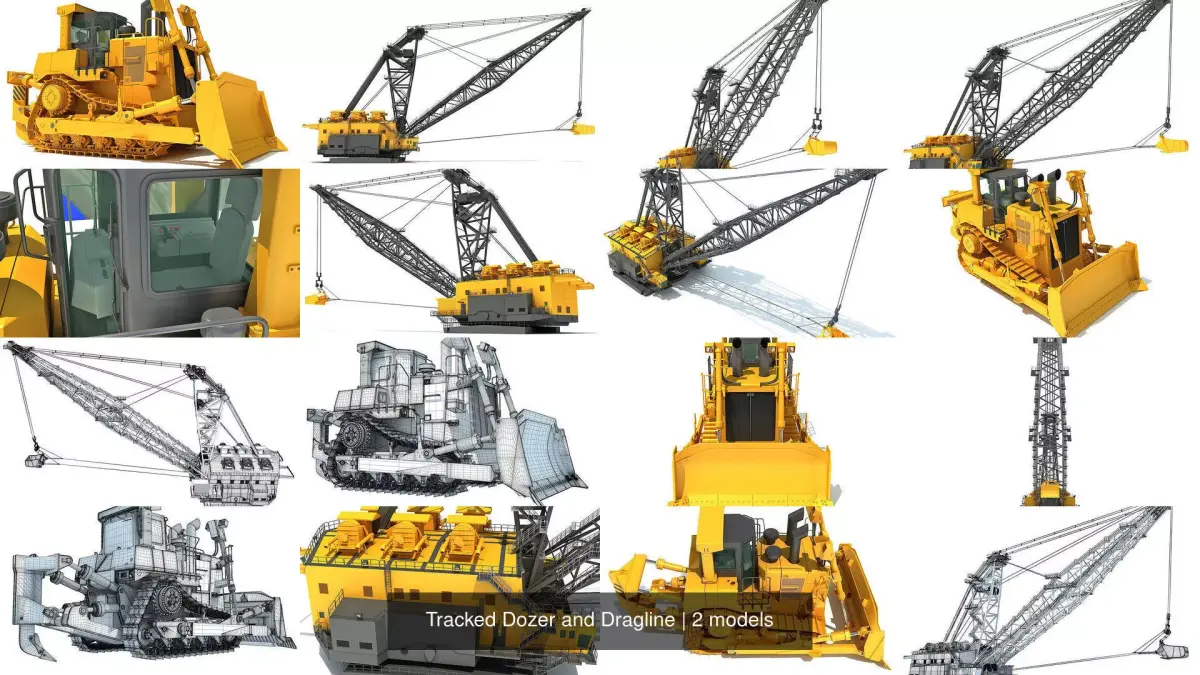 Tracked Dozer and Dragline 3D Model Pack