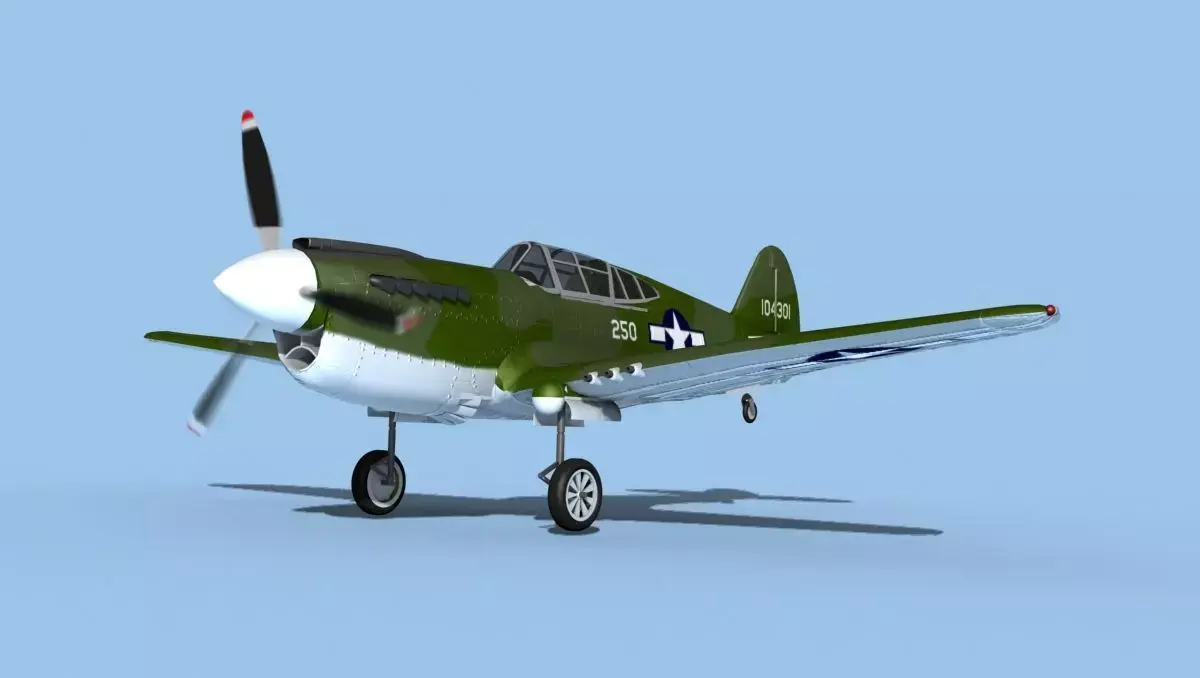 Curtiss P-40F Warhawk V04 USAAF 3D model