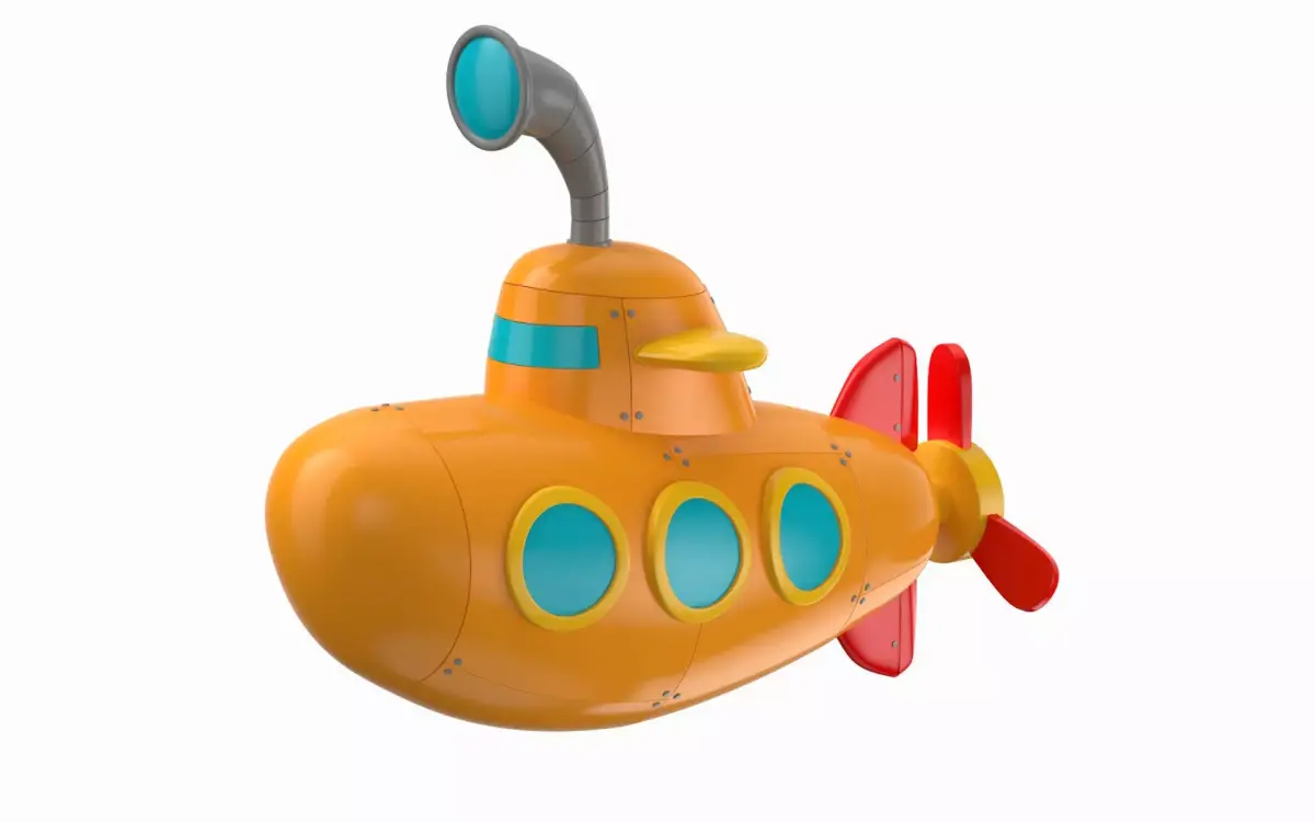Cartoon Submarine Orange 3D model