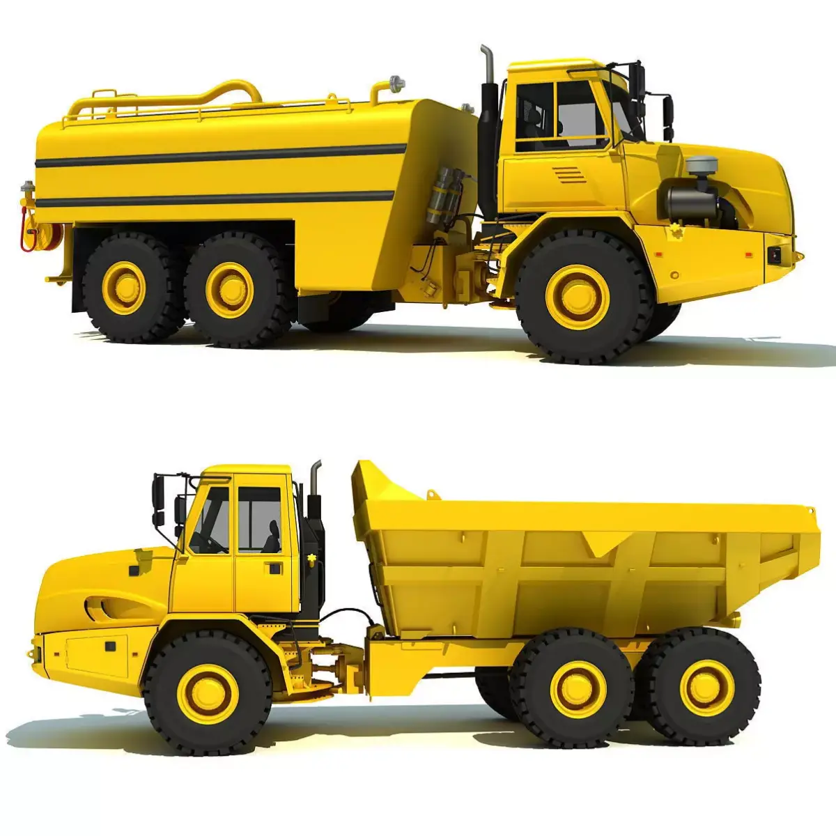 Construction Dump Truck and Water Wagon 3D model