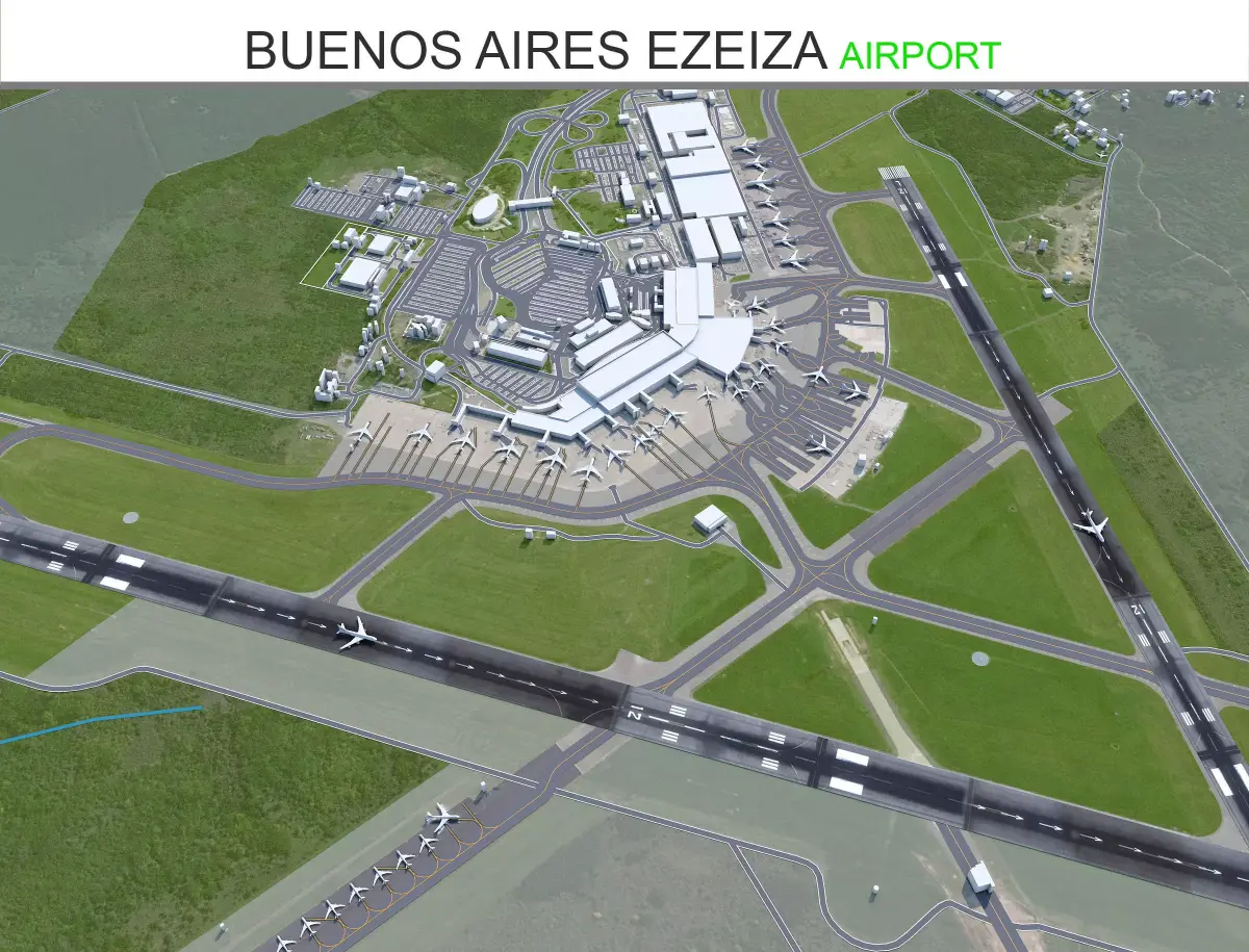 Buenos Aires Ezeiza Airport 10km Low-poly 3D model