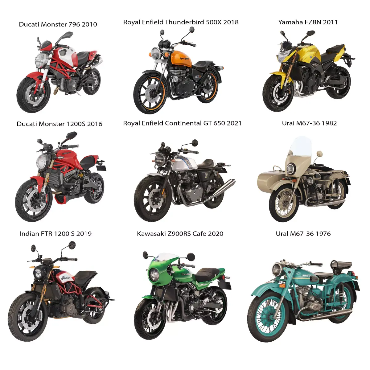 Collection of top motorcycles 3D Model Pack