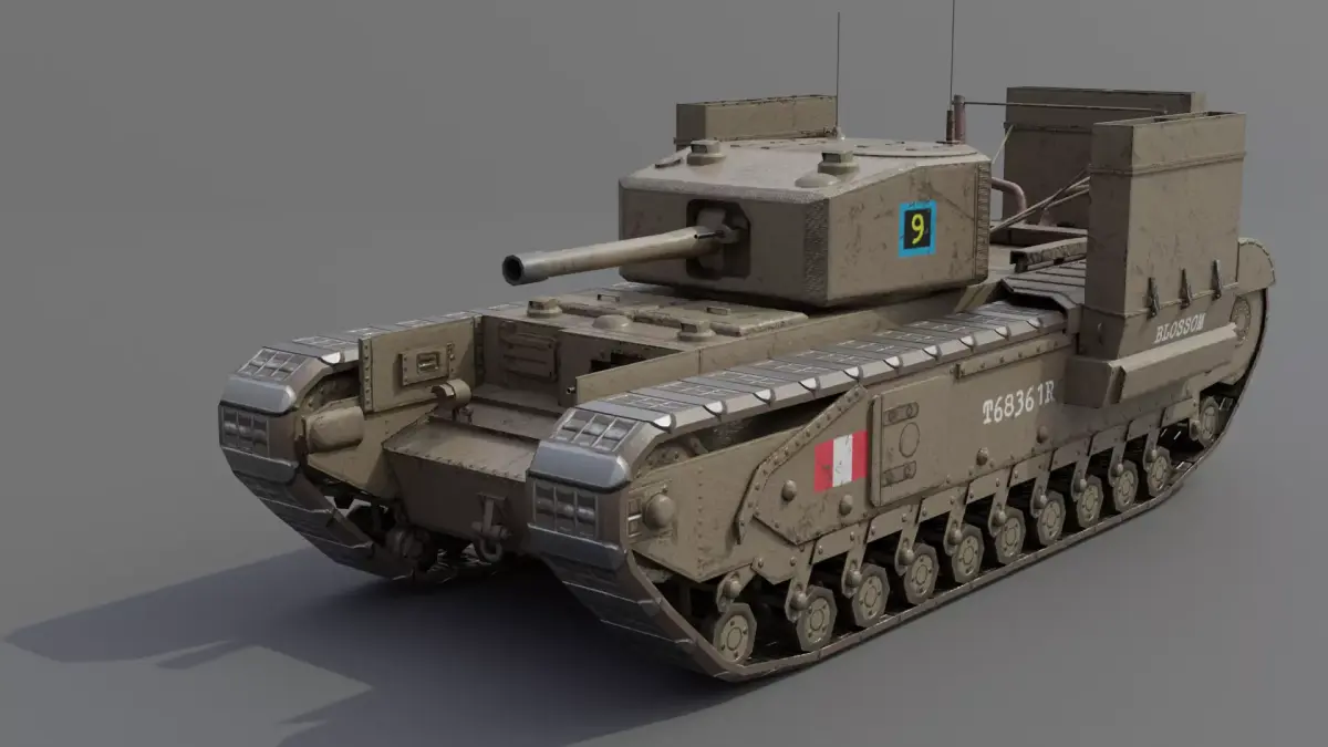 Churchill MK III Dieppe Infantry Support Heavy Tank Low-poly 3D model