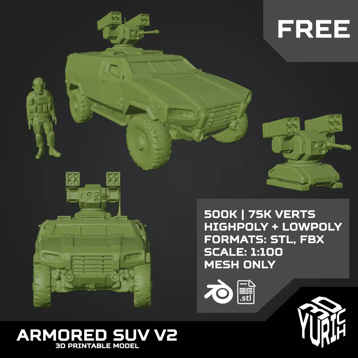 Free Armored SUV V2  Free 3D print model