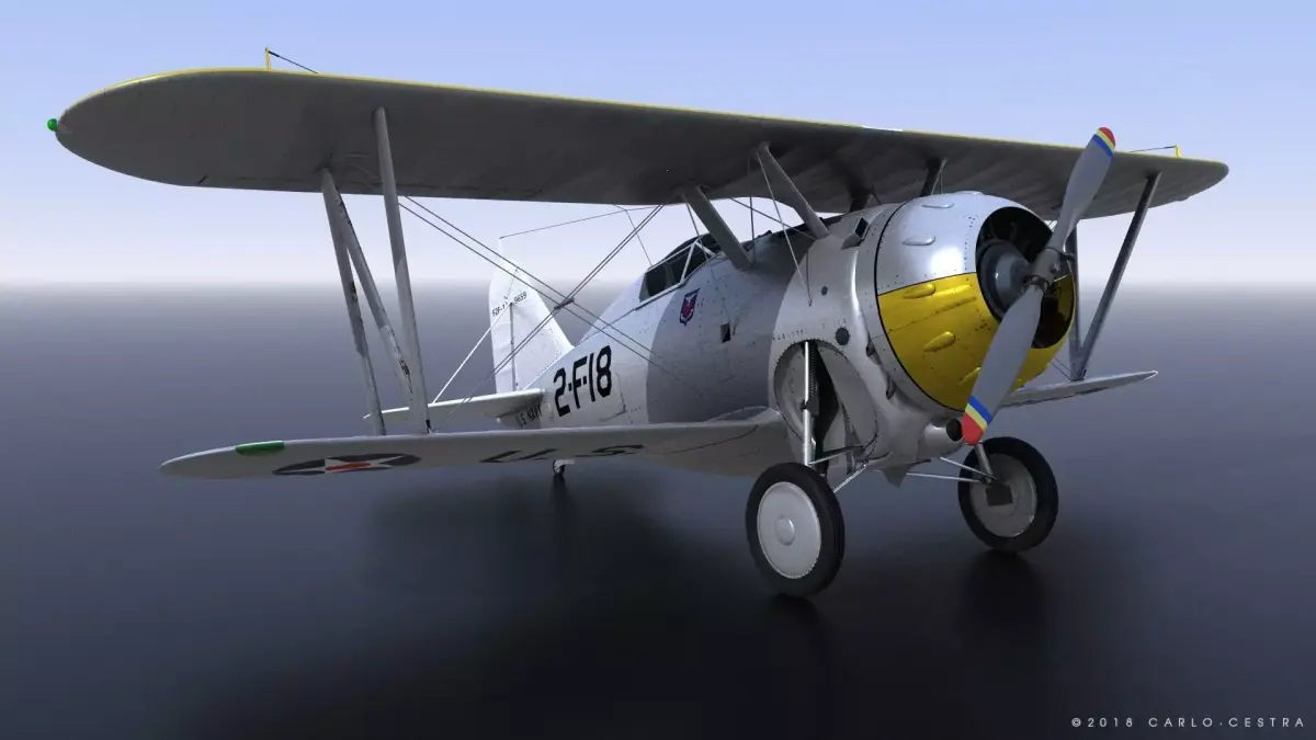 F2F-1 USS Saratoga 1939 Low-poly 3D model