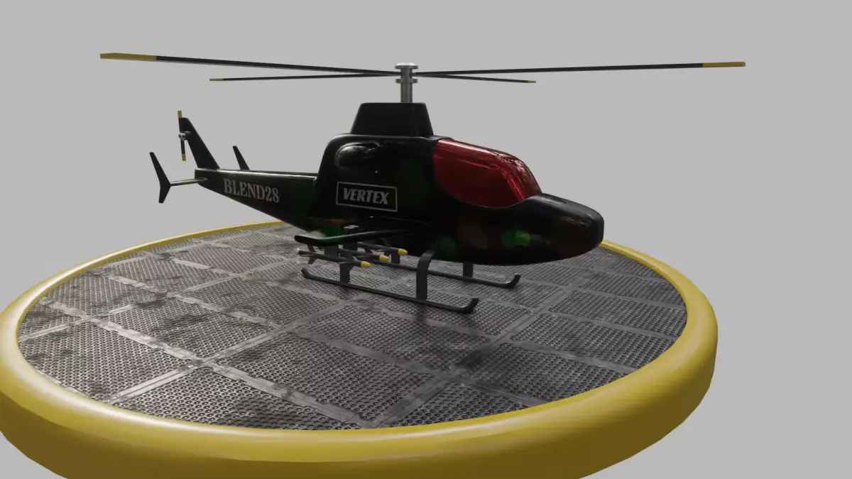 Low Poly Helicopter bike rack hanging 3D model