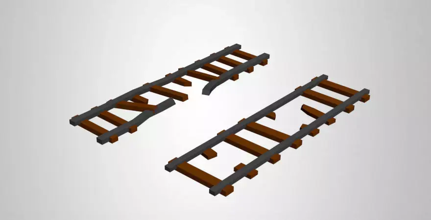 Low Poly Train Rails Low-poly 3D model