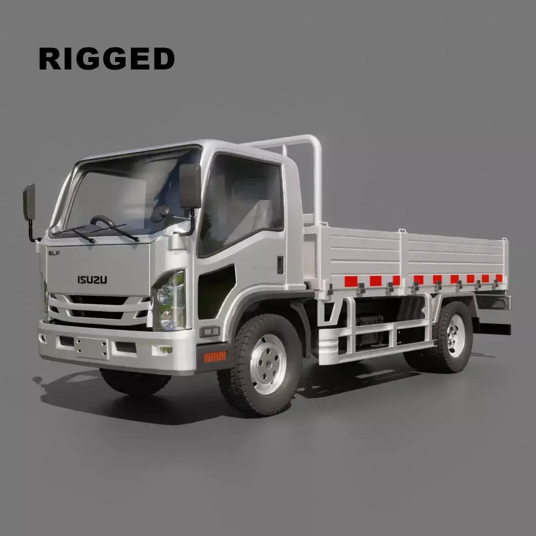 Isuzu Elf Flatbed Truck Free 3D model