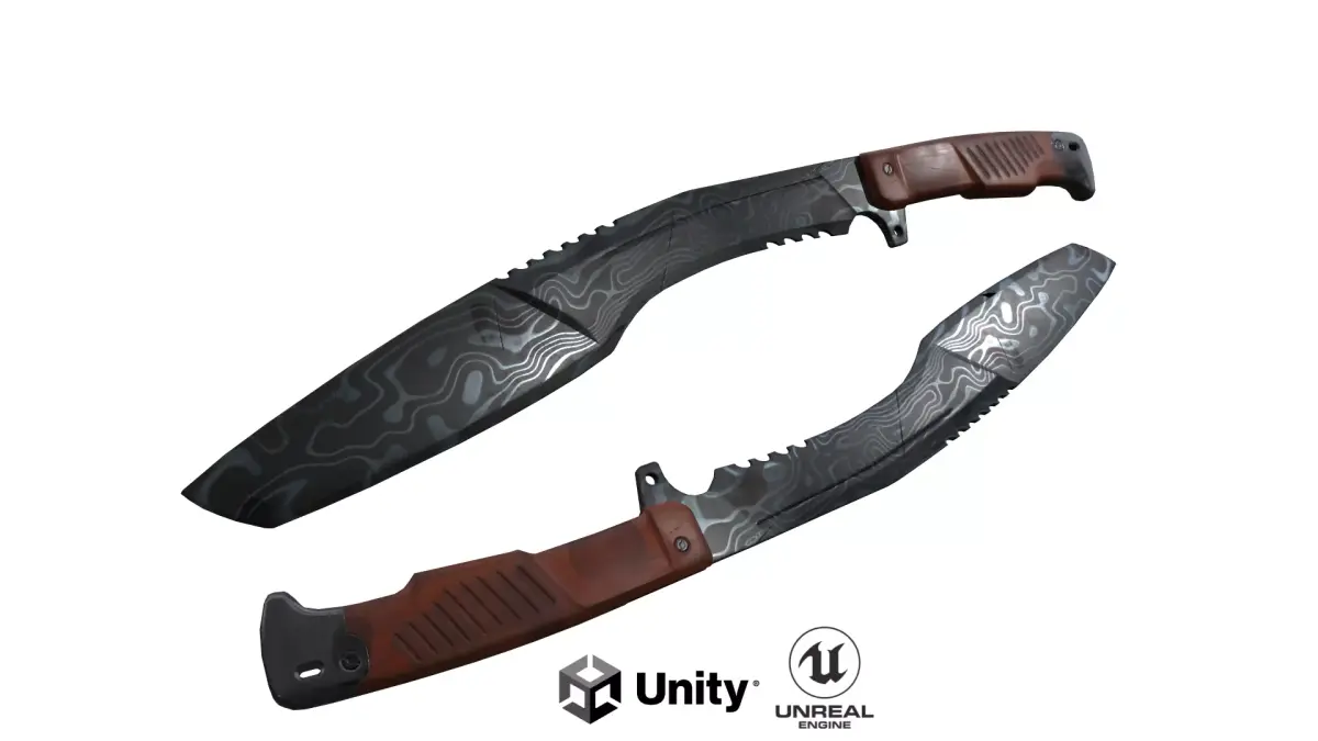 Kukri Knife - Damascus Steel Version 2 Low-poly 3D model