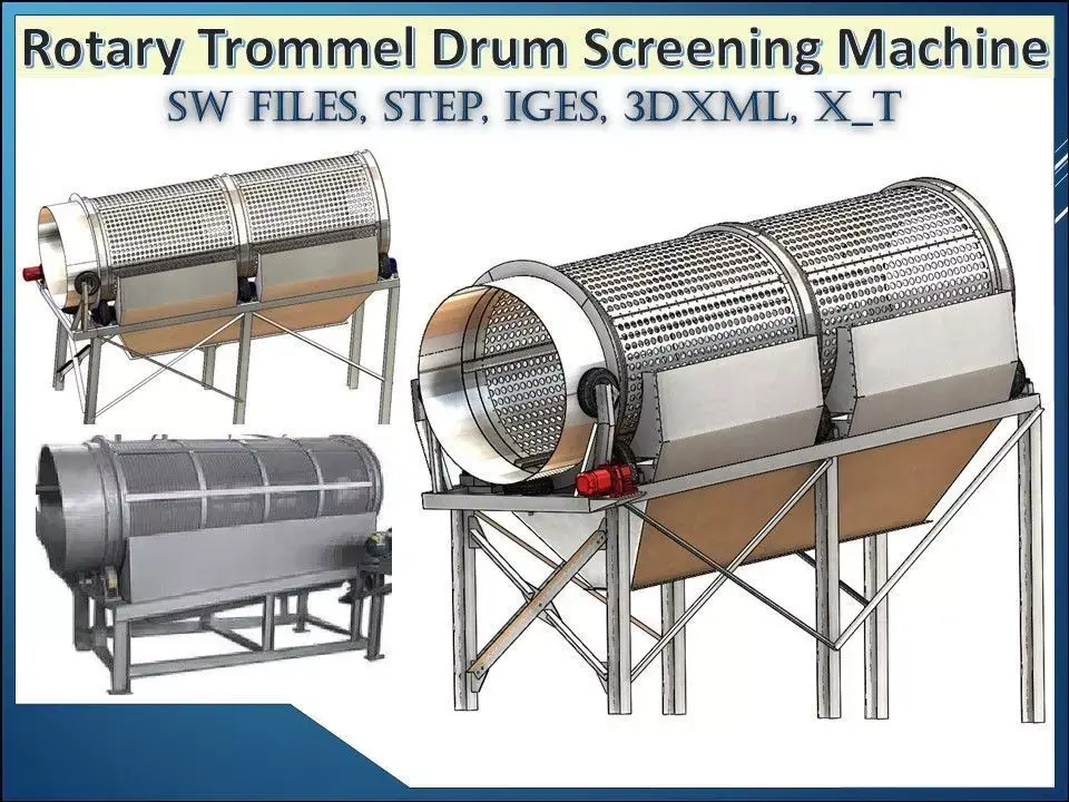 Rotary Trommel Drum Screening and Separation Machine 3D model