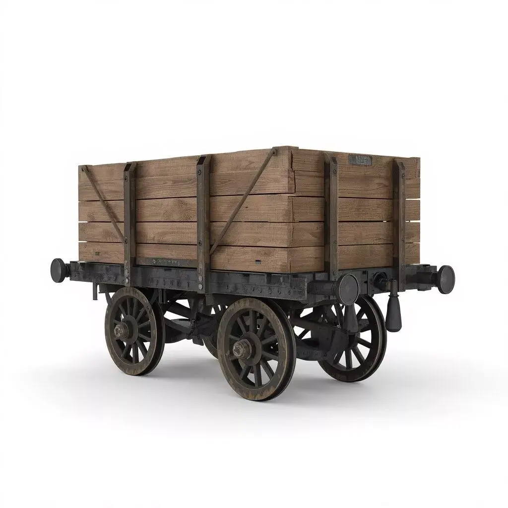 Old Wooden Railway Cargo Wagon 3D Model Low-poly 3D model