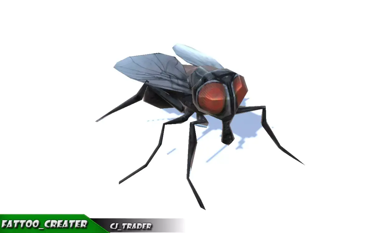 Low-Poly Housefly Insect Rigged Animated 3d model Low-poly 3D model