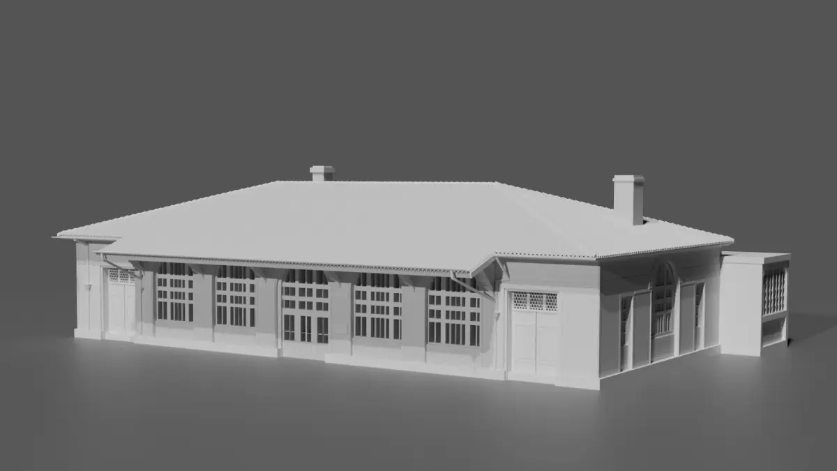 Historic Train Station Low Poly Railway Building Game Ready 3D print model purchase